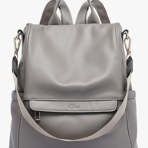 Chic Gray Leather Backpack by Cluci